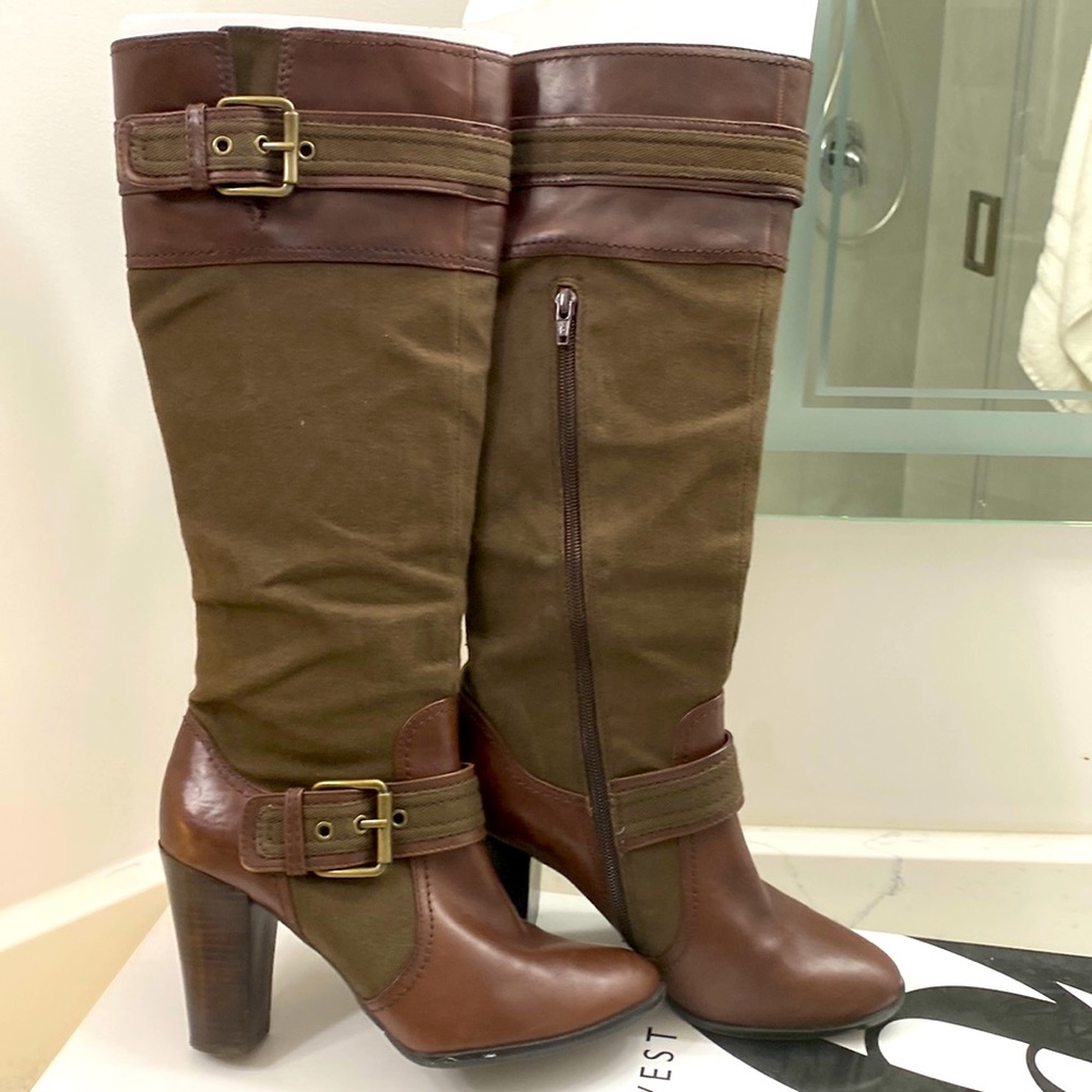 Nine W. women’s 8.5 functional 3Y medium brown knee-high boot side zipper